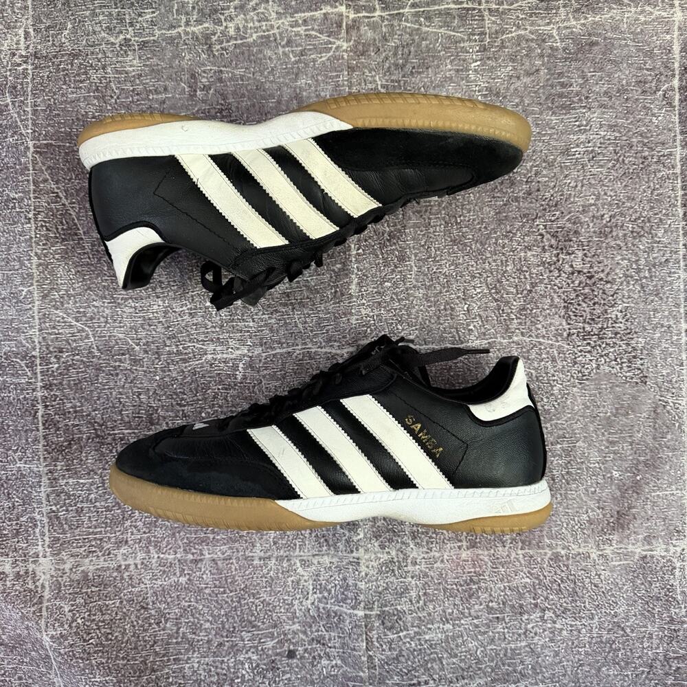 Men's Adidas Samba Millennium Leather Black White Gum Low Soccer Sz 8 (088559)